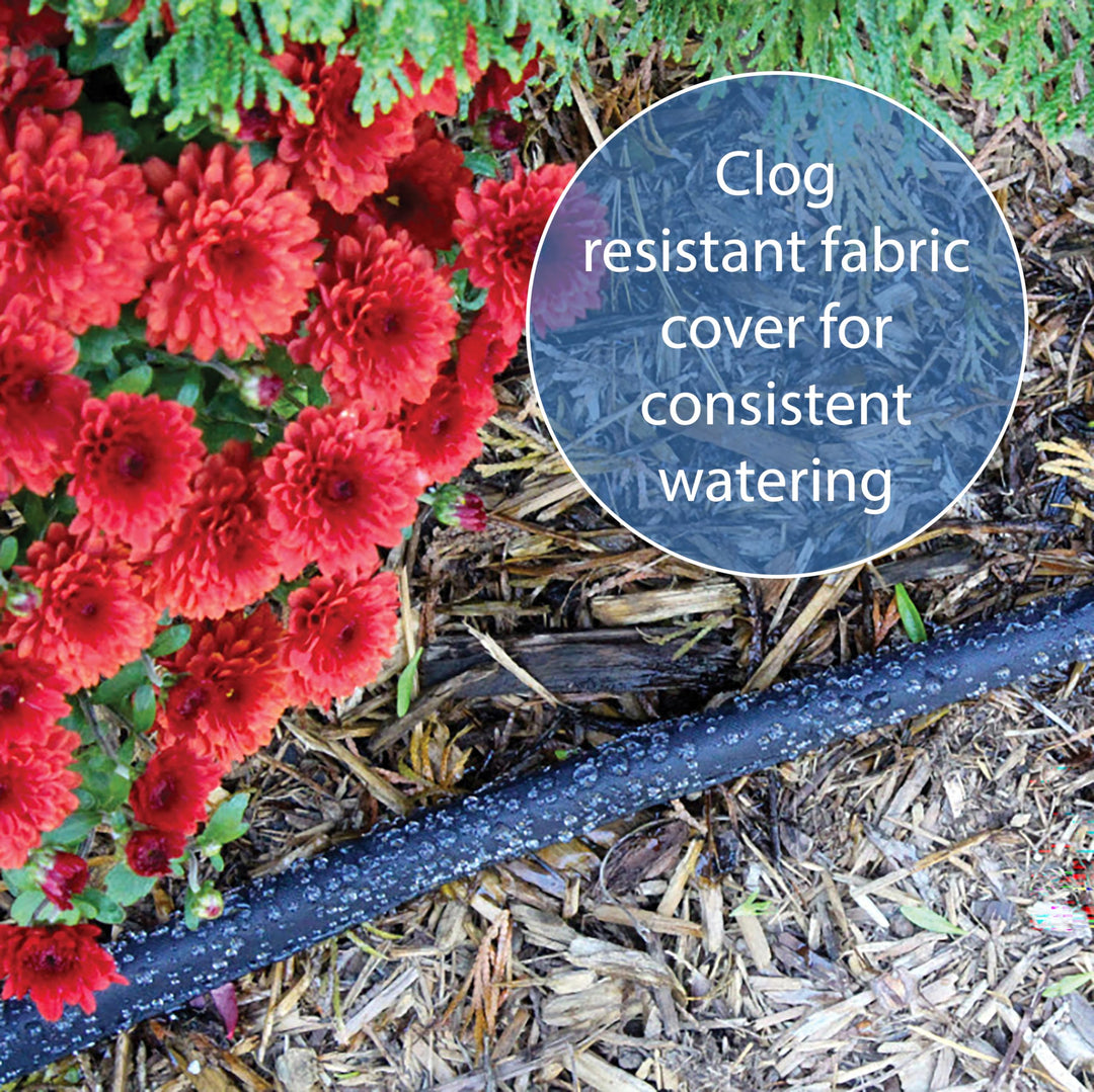 25&#39; Black Flat Weeper Soaker Hose for Garden Beds, Drip Irrigation Outdoor Hose, Flexible Garden Hose for Vegetable Gardens, Flower Beds, Lawns, and Orchards