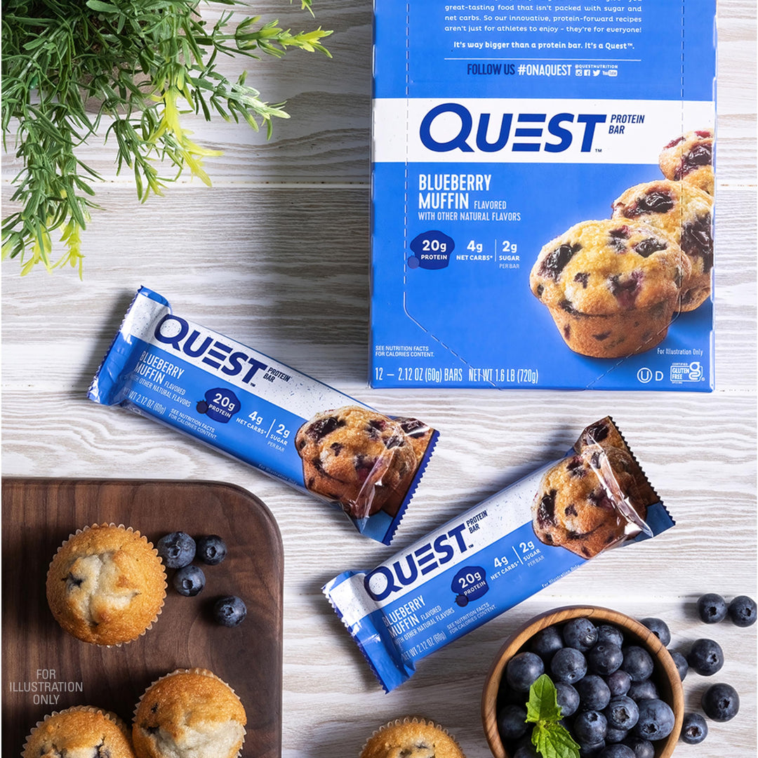 Blueberry Muffin Protein Bars, High Protein, Low Carb, Gluten Free, Keto Friendly, 12 Count (Pack of 1)