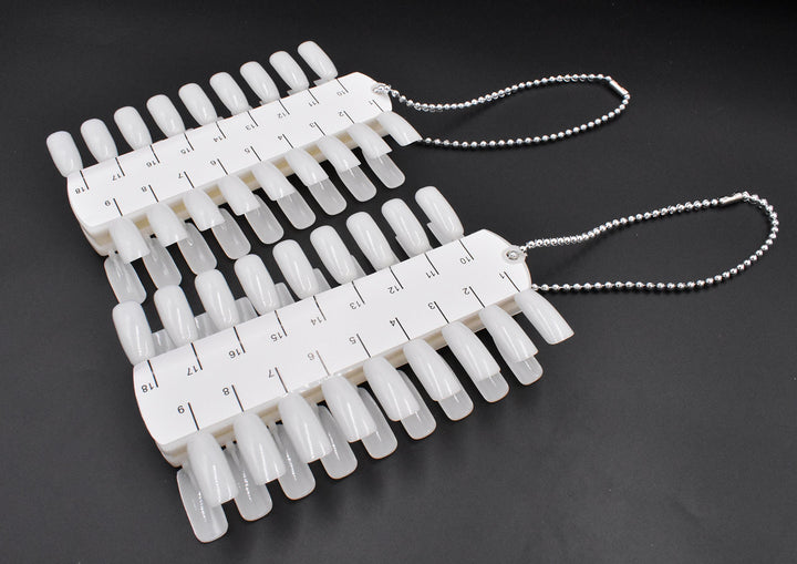 Art&amp;Beauty 2 Sets 72 Tips Double Layer Nail Color Display Card Nail Art Practice Design Training Plastic Polish Board Swatches with Ball Chain