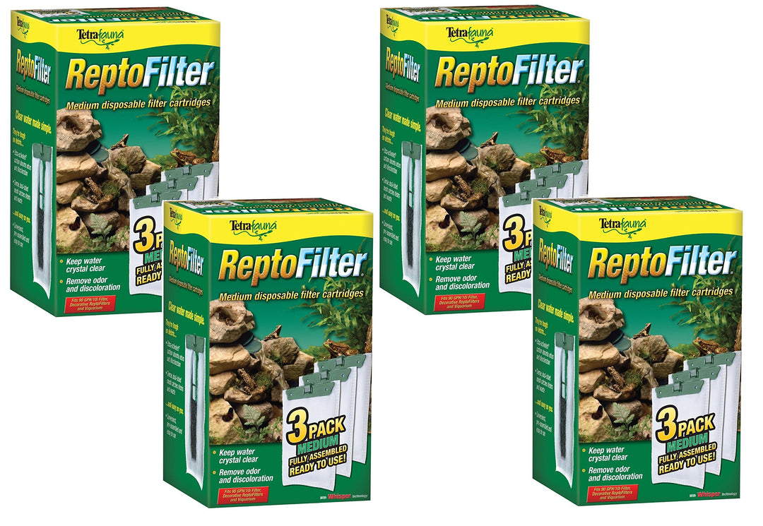 ReptoFilter Filter Cartridges, Medium, 12 Total Cartridges (4 Packs with 3 per Pack)
