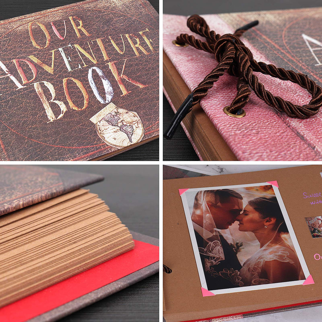 Our Adventure Book Scrapbook Pixar Up Handmade DIY Family Scrapbook Photo Album Expandable 11.6x7.5 Inches 80 Pages with Photo Album Storage Box DIY Accessories Kit Mothers Day Gifts