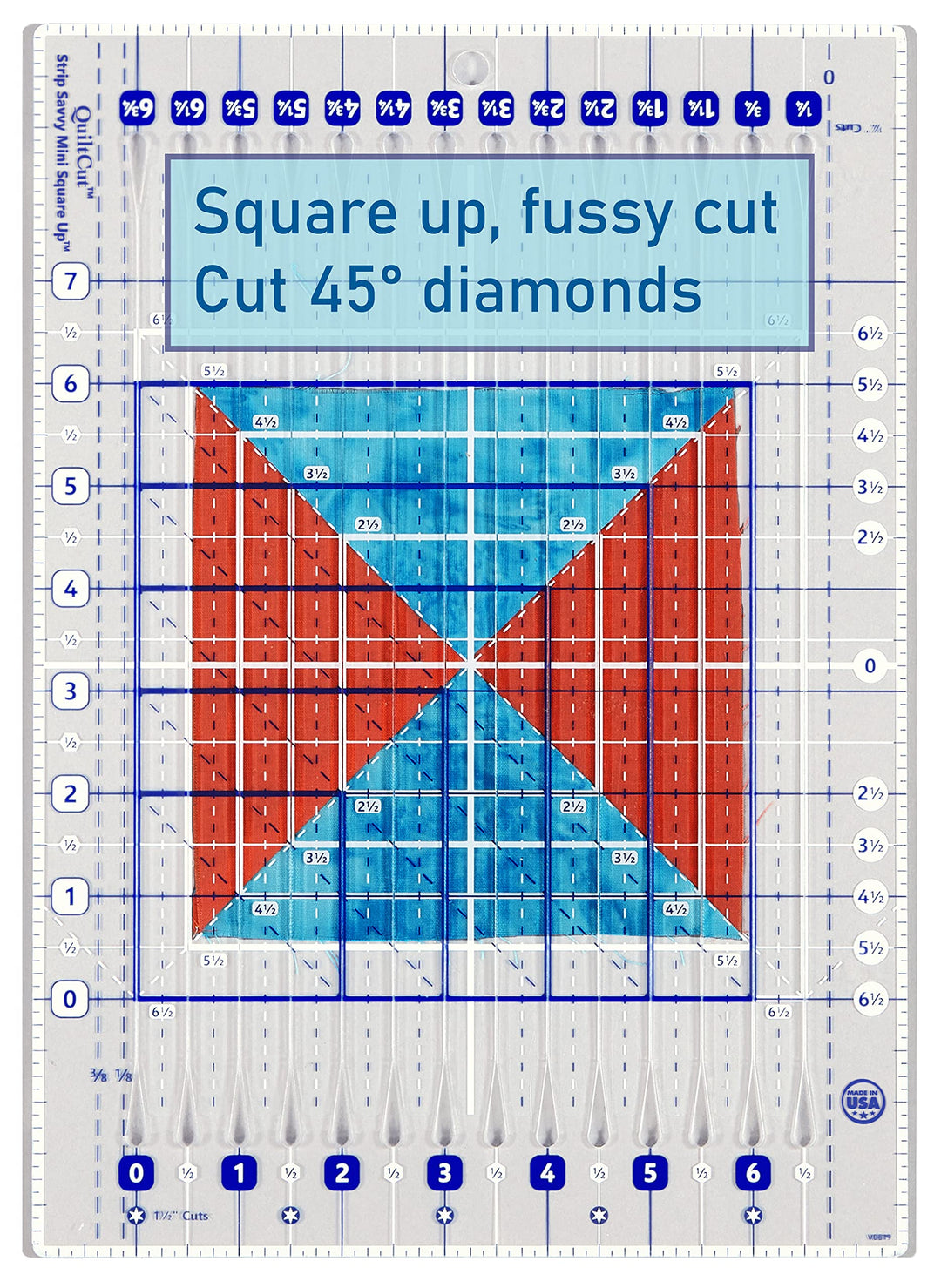 QuiltCut Strip Savvy Mini Square Up Slotted Quilting Ru
