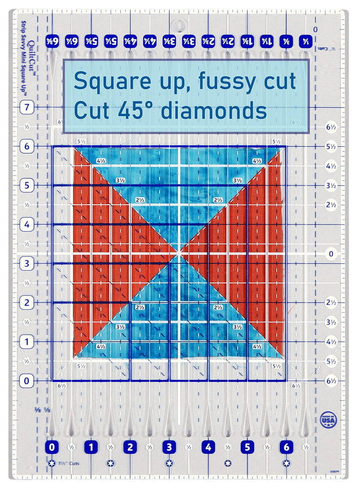 QuiltCut Strip Savvy Mini Square Up Slotted Quilting Ru