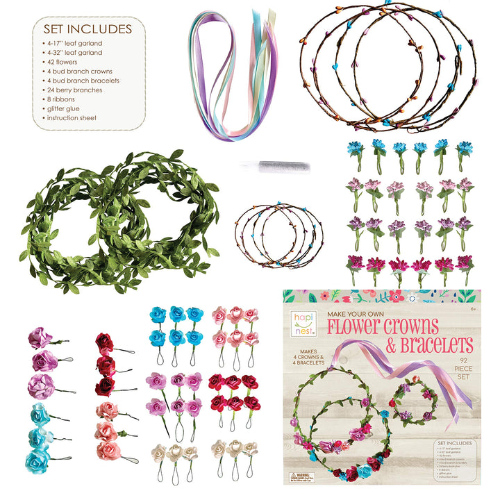 Make Your Own Flower Crown Kit &amp; Bracelet Craft Kit, DIY Flower Crown Making Kit Headband Making Kit Perfect Birthday Gifts, Arts and Crafts for Girls &amp; Boys Ages 6 7 8 9 10 Years Old &amp; Up