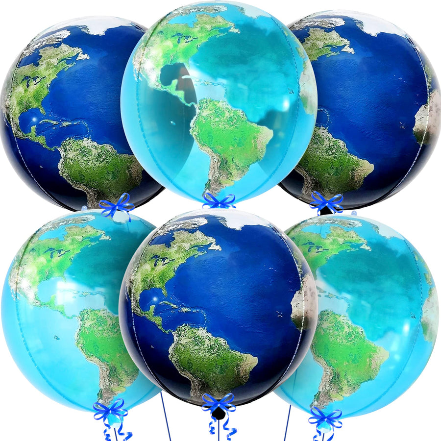 , Globe Balloons for Globe Decorations - Big 22 Inch, Pack of 6 | Earth Balloons for Around The World Decorations | World Balloons for Bon Voyage Party Decorations, Travel Party Decorations