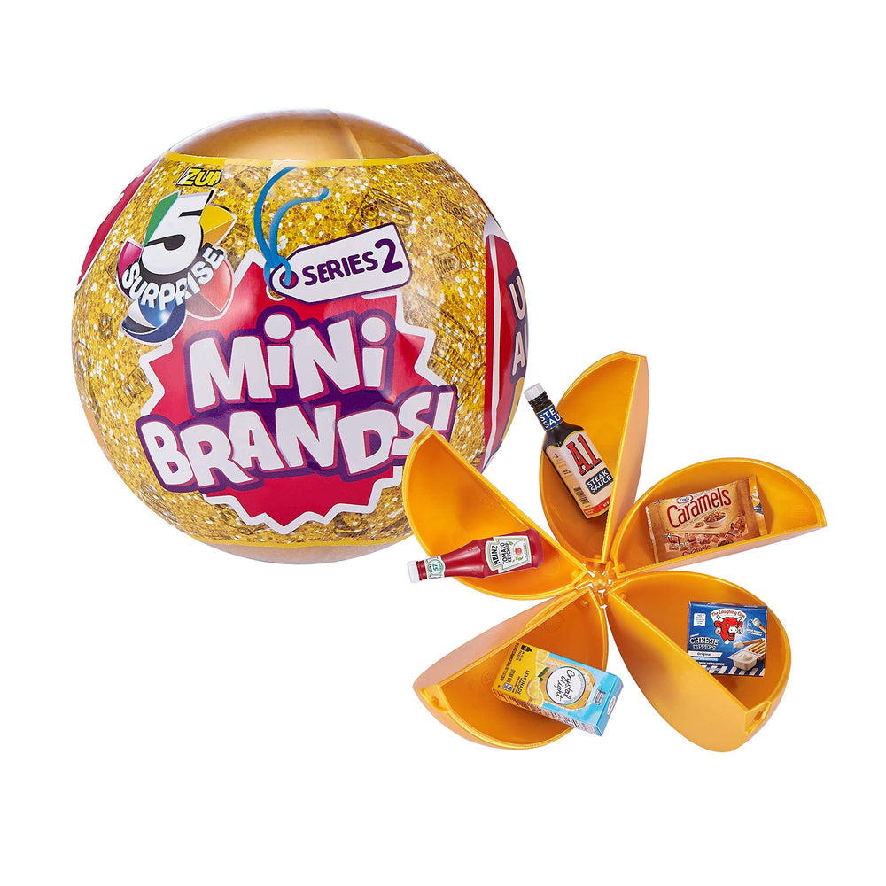 Mini Brands Series 2 by ZURU 2 Count (Pack of 1) Amazon Exclusive Mystery Real Miniature Brands Collectible Toy Capsule - Gold ( PVC Tube Packaging)