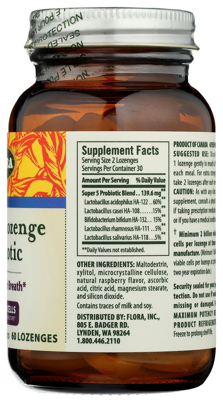 Flora - Super 5 Lozenge Probiotic, Raspberry Flavored O