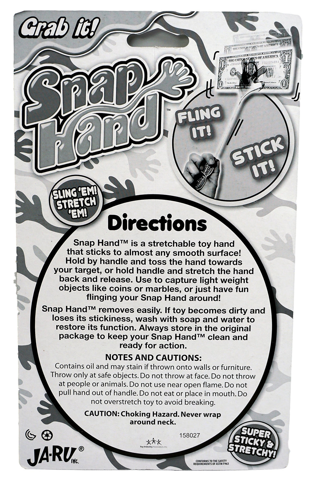 Super Stretchy Sticky Hand Fidget Toy (1 Pack, 2 Sticky Hands) Sticky Slap Hand for Kids &amp; Adults. Bulk Party Favors Goodie Bag Birthday Gifts Easter Basket Stuffers Classroom Prizes. 315-1