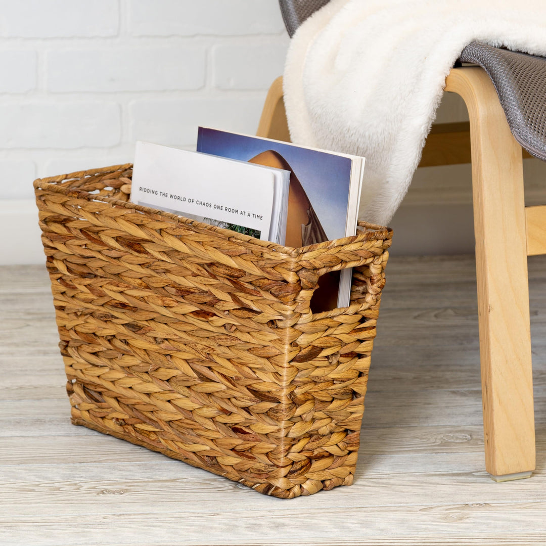 15x5 Woven Storage Basket with Handle - Decorative and Functional for Desk, Closet, and More - STO-02883