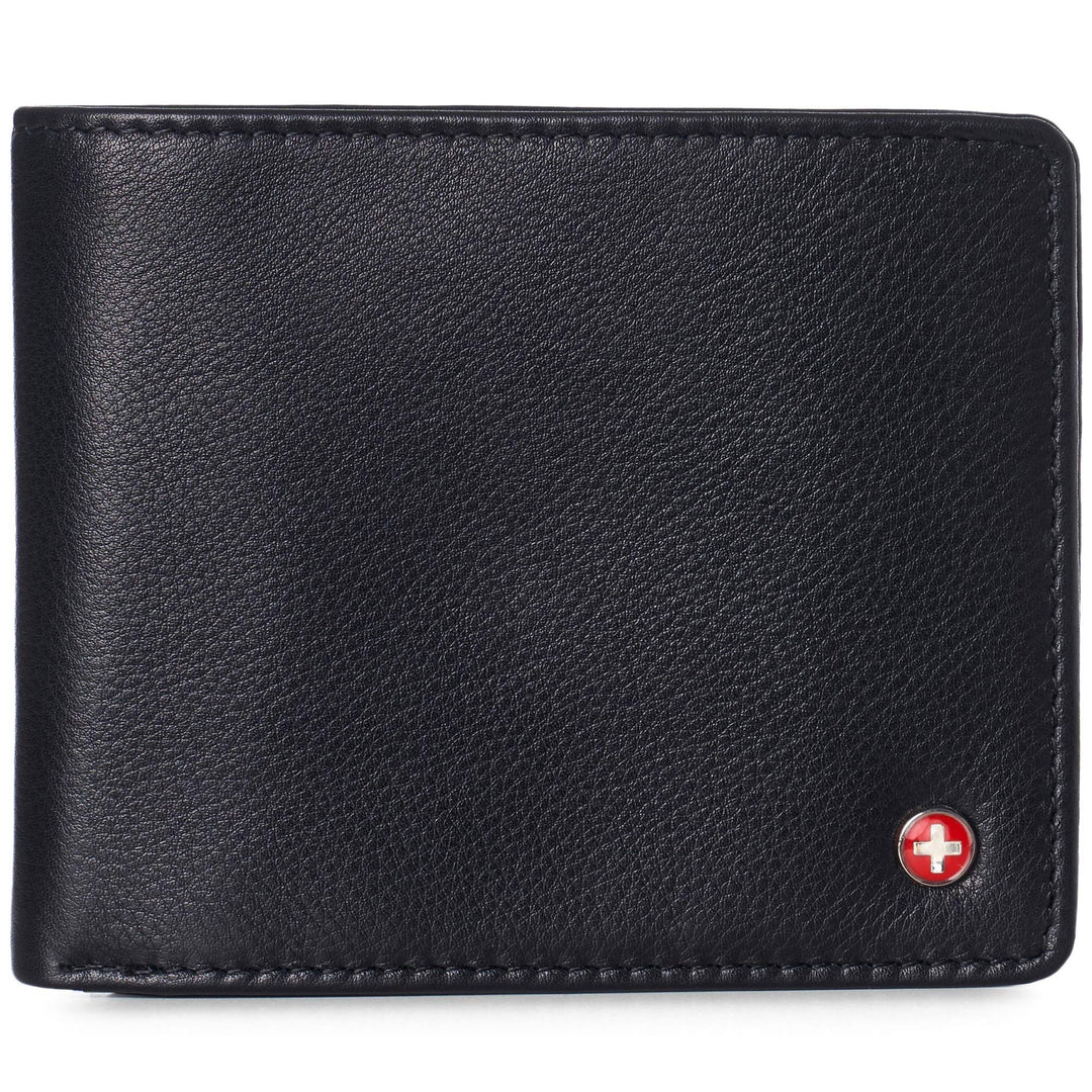 alpine swiss Men&#39;s Genuine Leather Wallet Slim Flip-out Bifold, Black, One Size