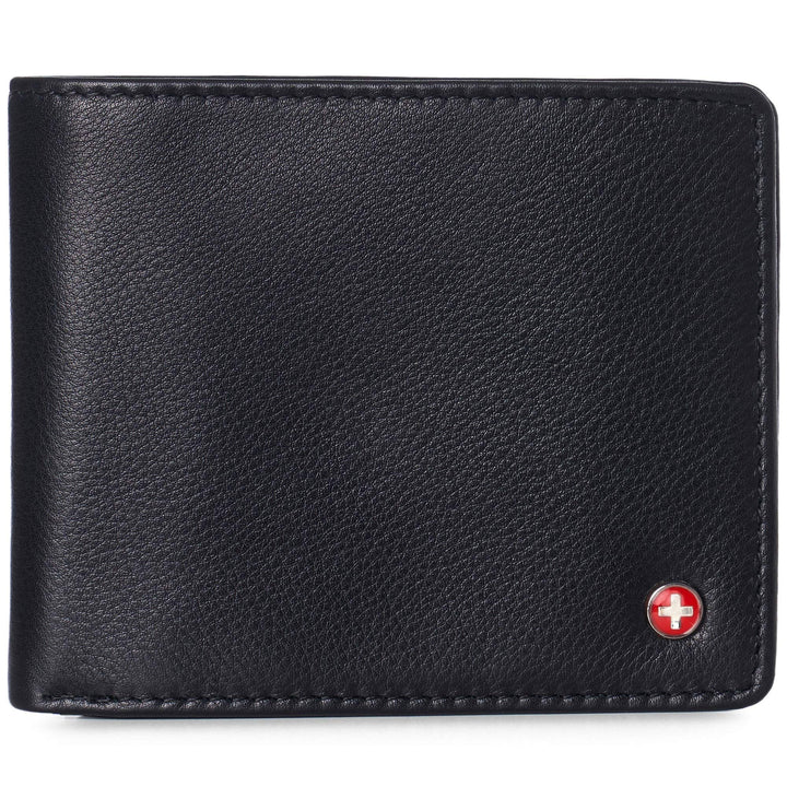 alpine swiss Men&#39;s Genuine Leather Wallet Slim Flip-out Bifold, Black, One Size