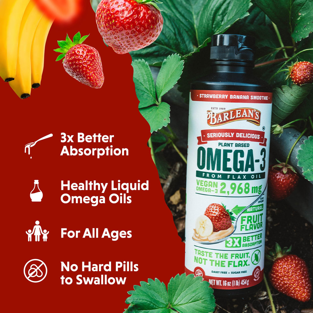 Barlean&#39;s Strawberry Banana Flaxseed Oil Liquid