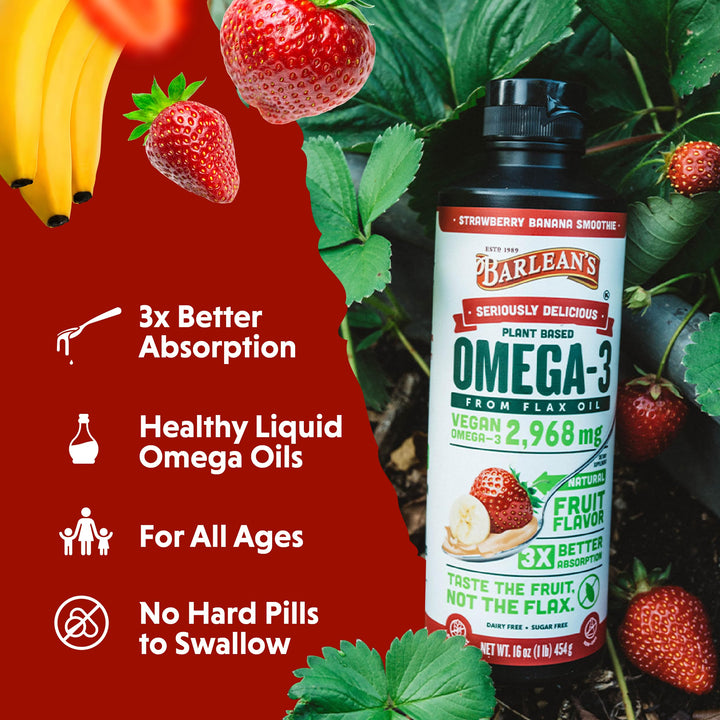 Barlean&#39;s Strawberry Banana Flaxseed Oil Liquid