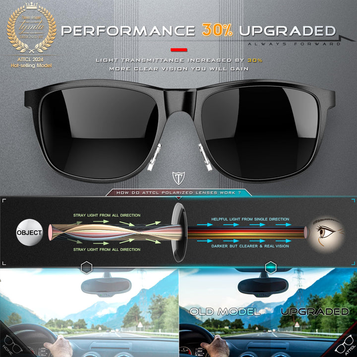 Men&#39;s Retro Metal Frame Driving Polarized Sunglasses For Men 18587black