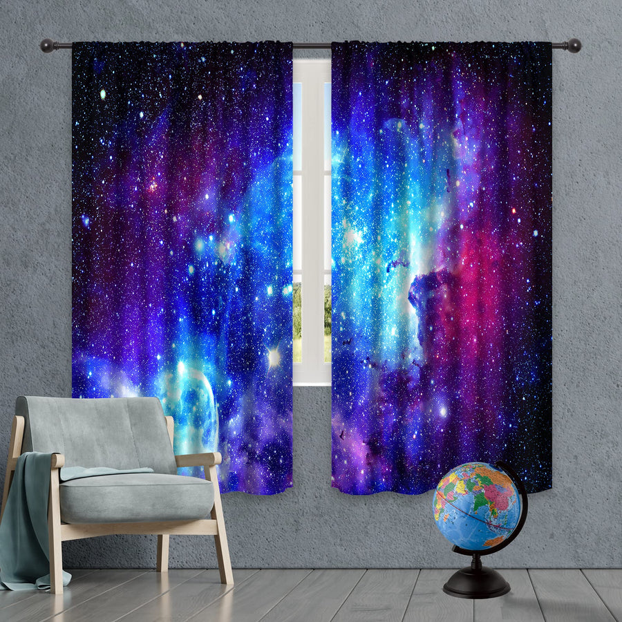 Riyidecor Galaxy Outer Space Nebula Curtains (2 Panels 