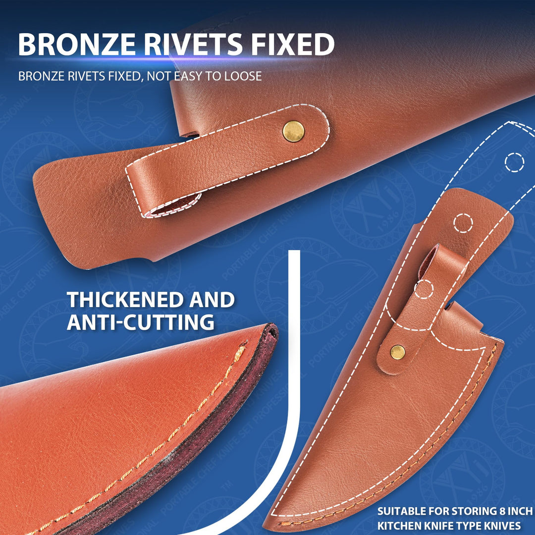 Knife Sheath for 5.5 inch Meat Cleaver Soft Leather Sheath with Belt Loop Good for Protect Fixed Blade &amp; Carry Out