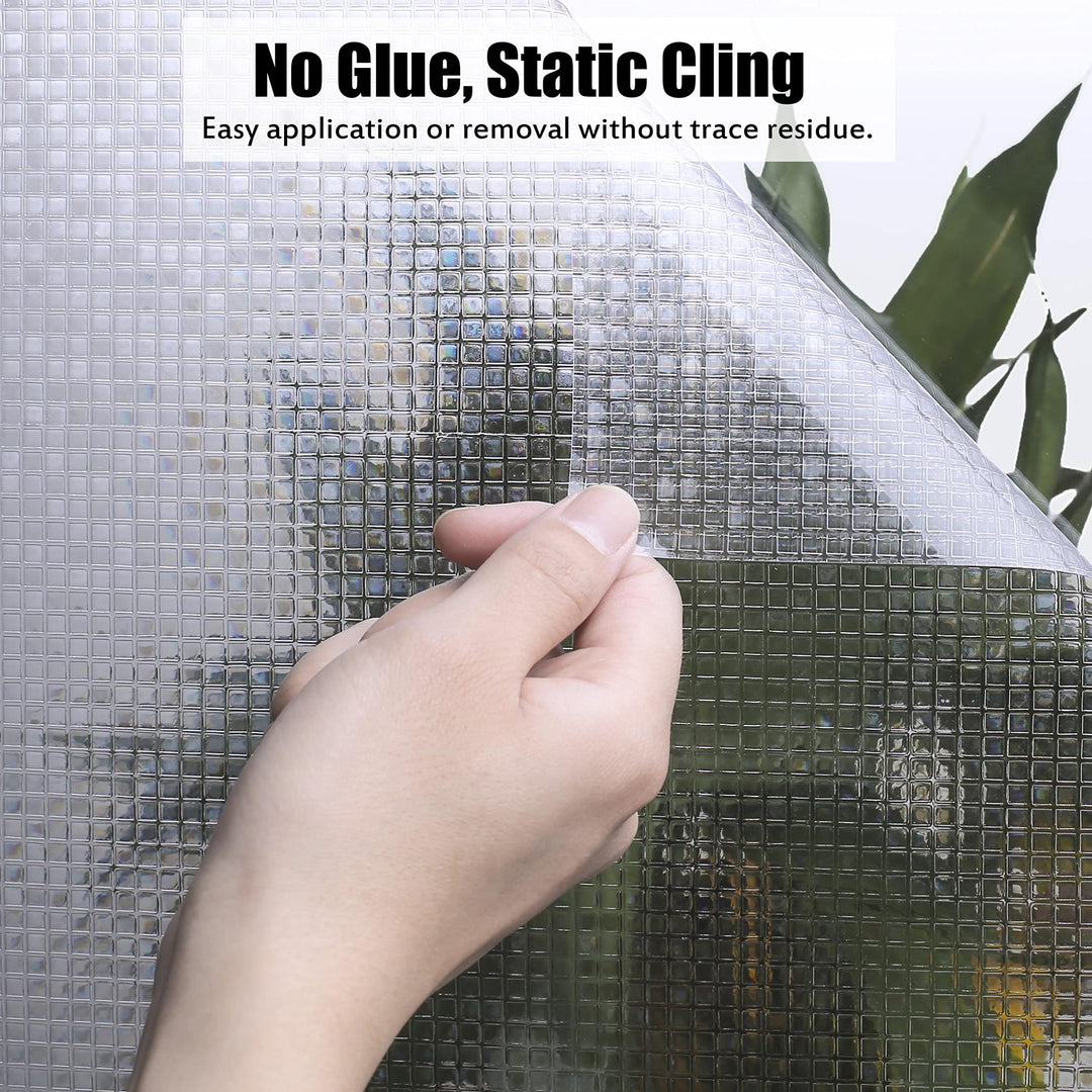Privacy Window Films, Transparent Glass Tint Static Cling Treatment Reflects Rainbow Effect with Sunlight - Home Protection and Decorative, Heat Control, UV Prevention (Crystal Mosaic, 11.81 x 78.7)