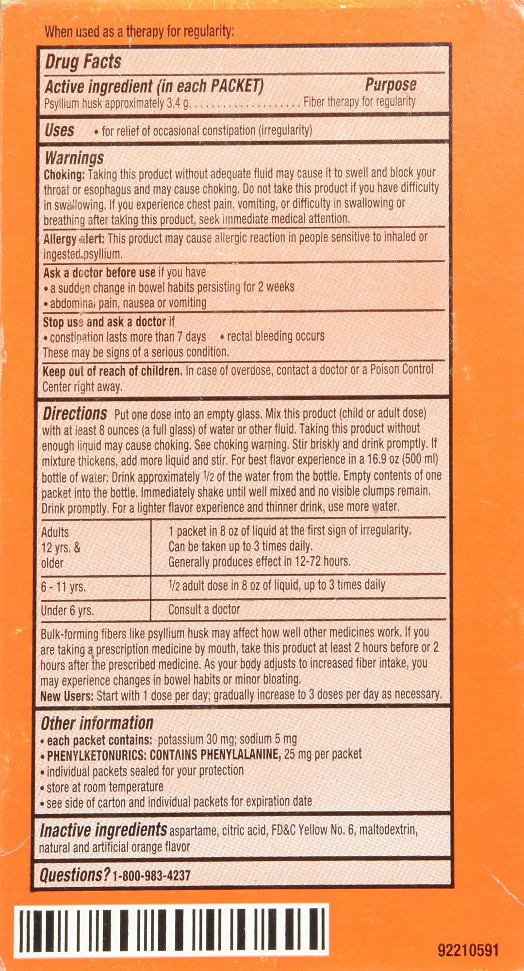 Metamucil Fiber Singles Smooth Texture Sugar Free Orang