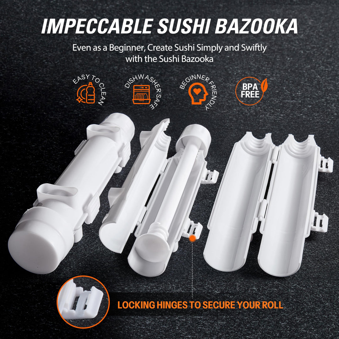 Sushi Making Kit Sushi Bazooka Maker with Bamboo Mats and Chopsticks, Paddle, Spreader, Sushi Knife, DIY Sushi Roller Machine