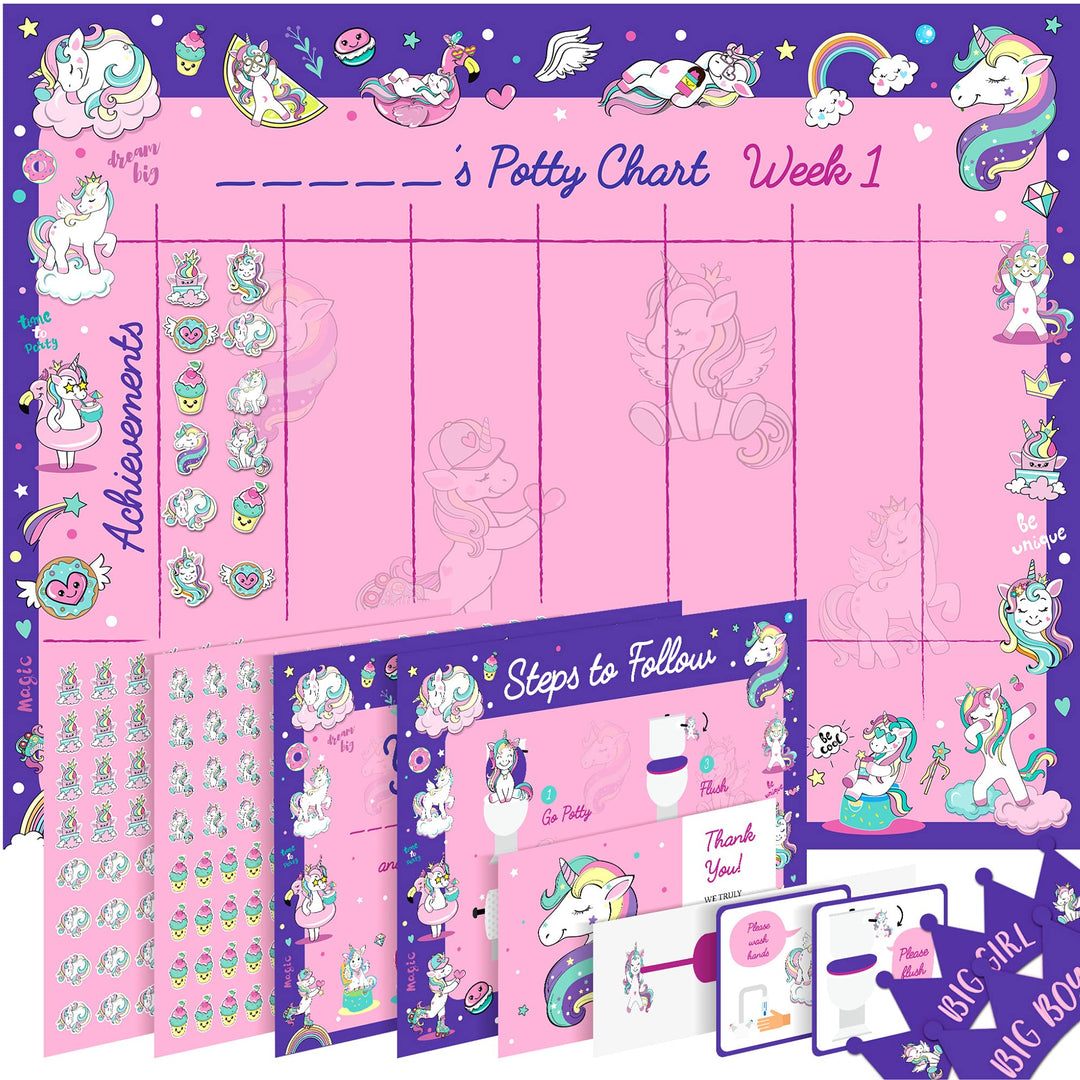 ATHENA FUTURES Potty Training Chart for Toddlers, Girls, & Boys, Sticker Chart for Potty Training, 4 Week Reward Chart, Certificate, Instruction Booklet, Reward Sticker Chart Kids Toilet Training
