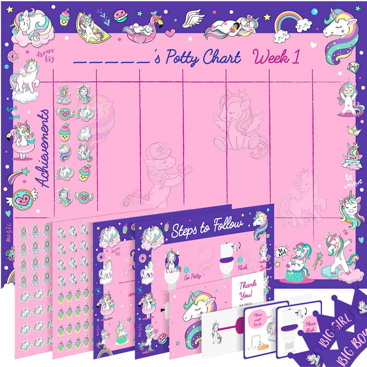 ATHENA FUTURES Potty Training Chart for Toddlers, Girls, & Boys, Sticker Chart for Potty Training, 4 Week Reward Chart, Certificate, Instruction Booklet, Reward Sticker Chart Kids Toilet Training
