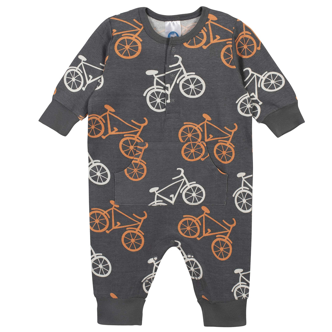 Grow by Gerber Baby Boys 3-Pack Coverall Set, Grey/Ivor