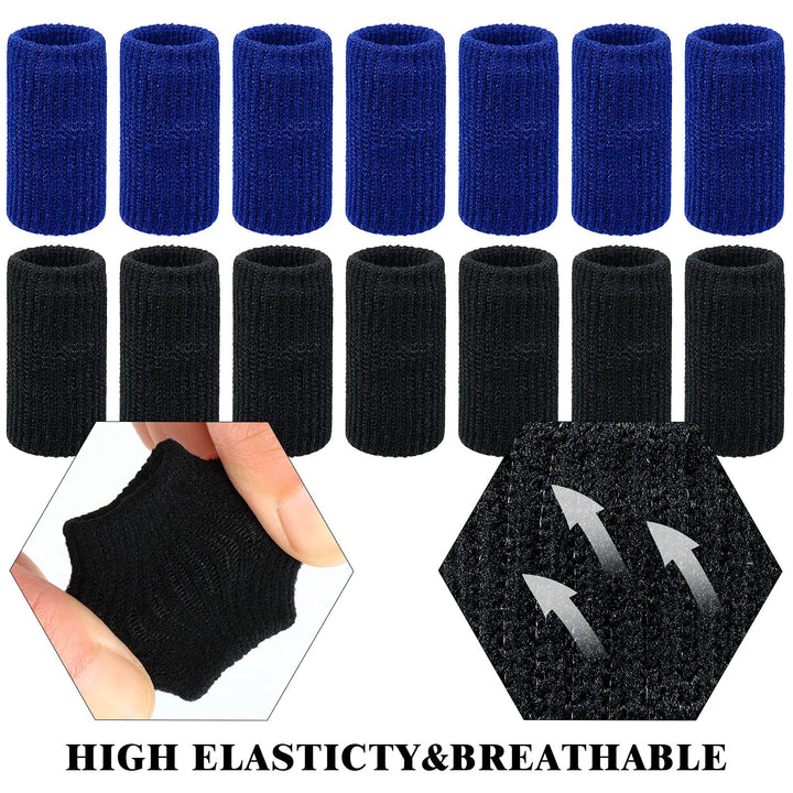 30 Pieces Finger Sleeves with 1 Storage Bag, Thumb Splint Brace Support Protector Breathable Elastic Finger Tape for Pain Relief Arthritis Trigger Finger Sports Basketball Baseball (Black, Blue)