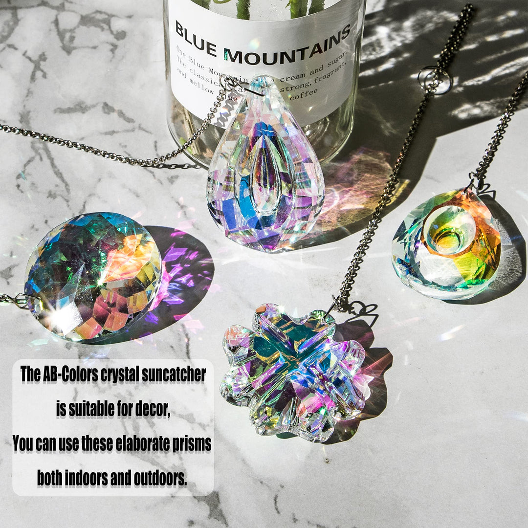 HDCRYSTALGIFTS 4pcs Crystal Suncatchers for Window Hang