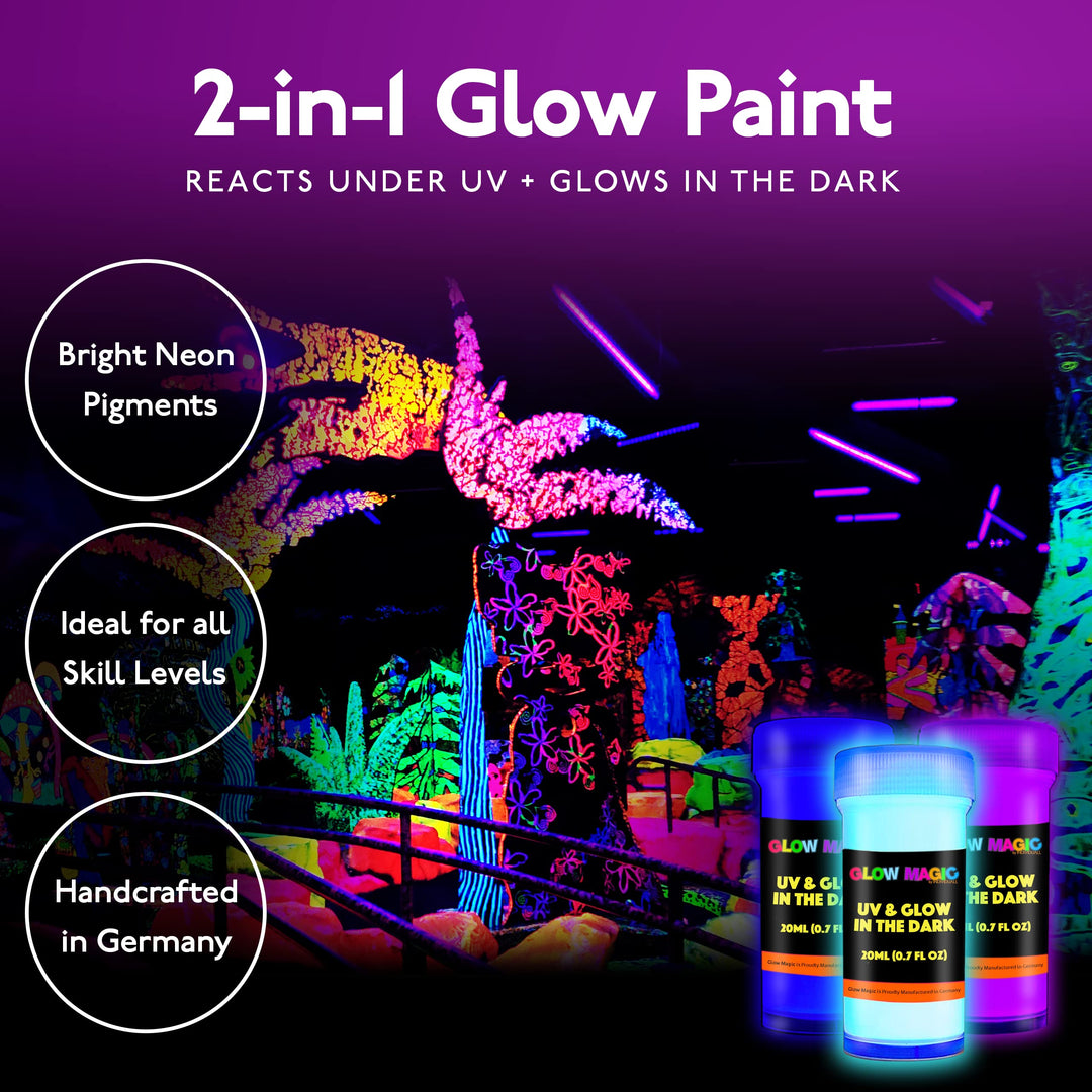 2-in-1 Glow-in-the-Dark Paint, Reflective Acrylic Paints for Outdoor and Indoor Use on Canvas, Walls and Ornament Painting - Easter Egg Painting Decoration, Set of 8, 20 mL