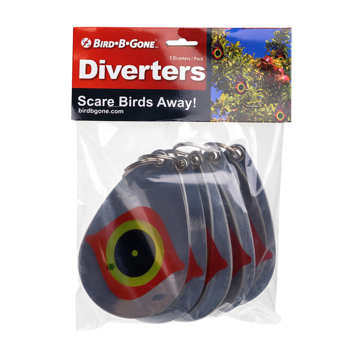 Bird B Gone - Reflective Eye Bird Diverters - Set of 5 - Perfect for Trees, Patios, Gazebos, Boats, Etc - Durable Outdoor Plastic - 360° Rotation