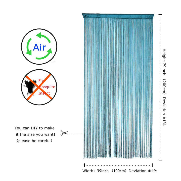 Doorway String Curtain Door Curtains,Boho Hippie Hanging Patio Room Decor Bedroom Wall Window Closet Kitchen Living Room Fringe Macrame Divider Panel Laundry Room Tapestry (Teal Blue, 100 x 200 cm)