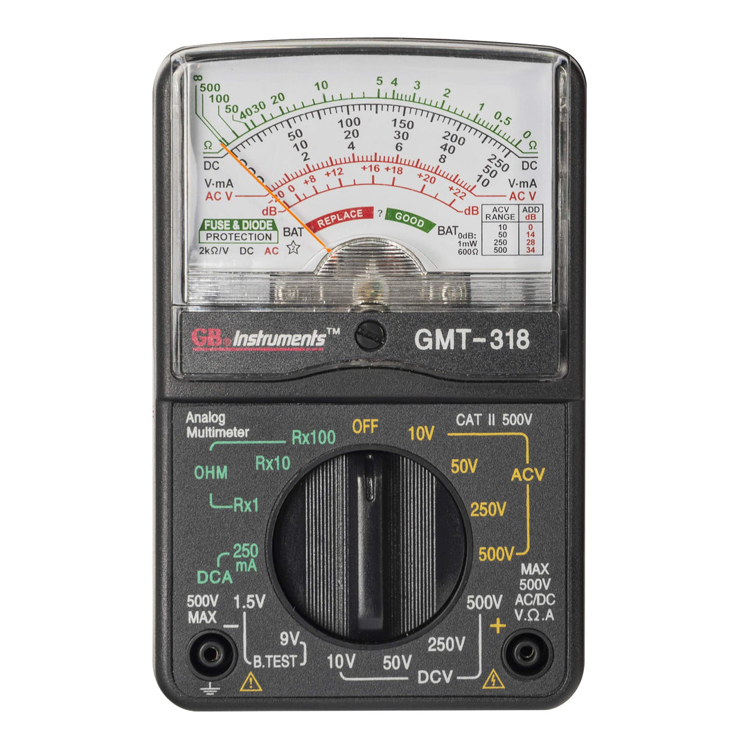 GMT-318 Analog Multimeter, 6 Function, 14 Range, AC / DC Volt, 500V