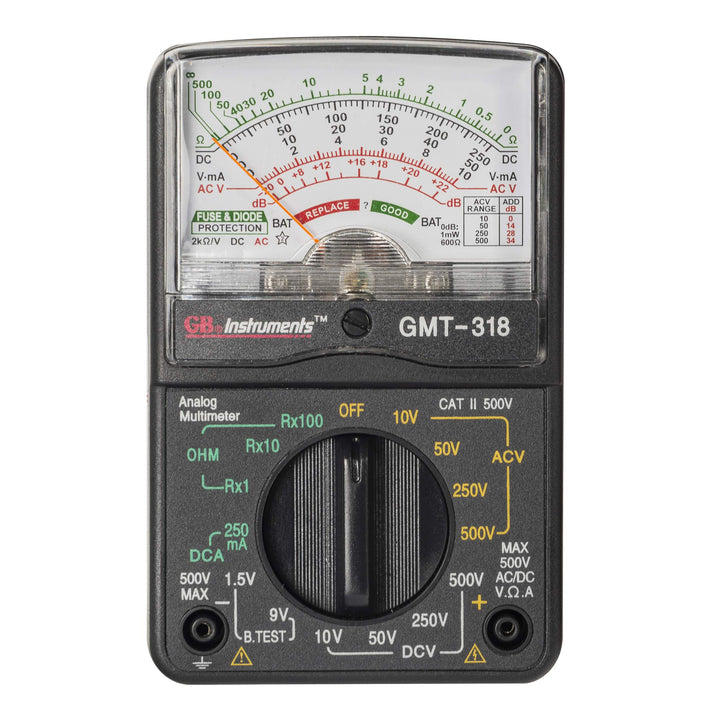 GMT-318 Analog Multimeter, 6 Function, 14 Range, AC / DC Volt, 500V