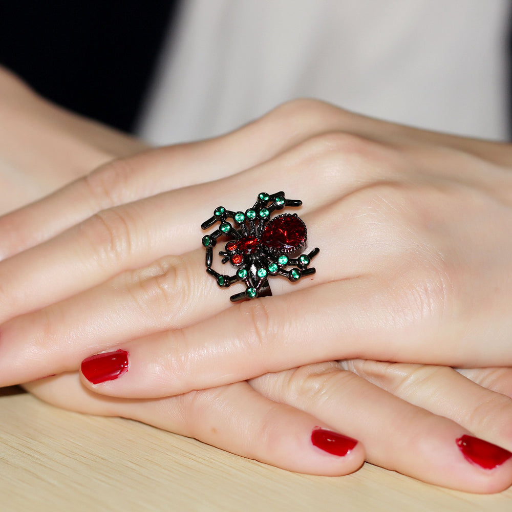 Clearance Halloween Jewelry Gifts Black Spider Rings for Women, Female Fashion Animal Rings (Size 6) Y324
