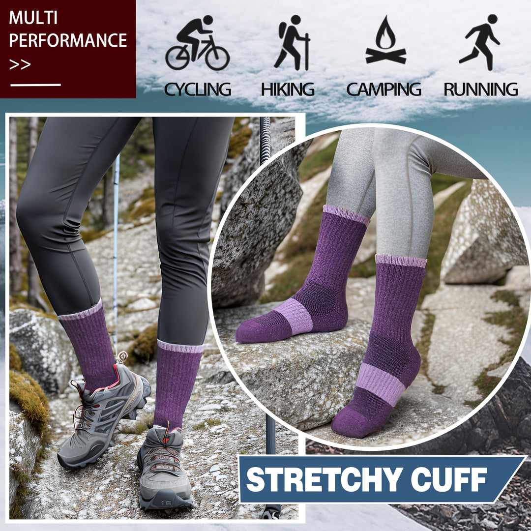 Merino Wool Socks for Women Hiking Thermal Warm Winter Boot Work Crew Cushion Ladies Socks 5 Pairs Gift (Assorted(5 Pairs),M)