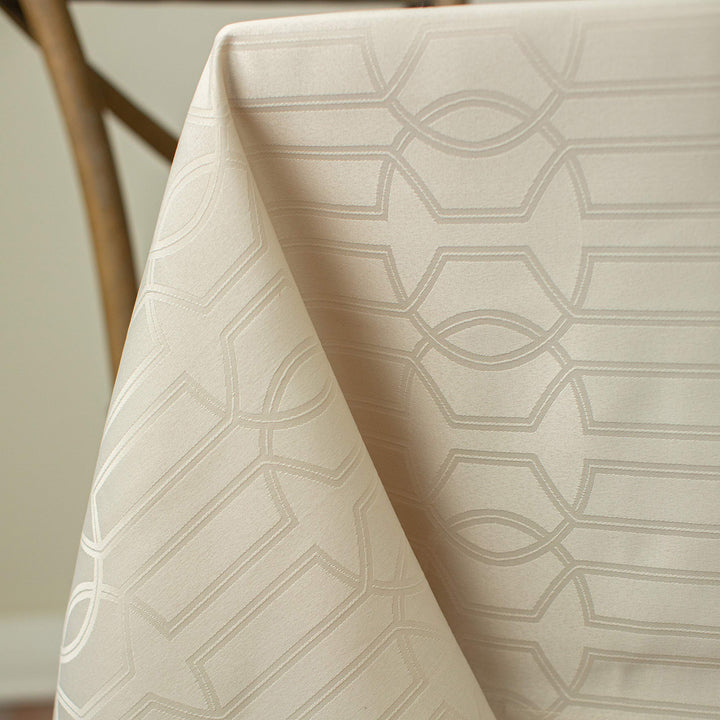 Orelle SPILLPROOF Jacquard Tablecloth, 60 in x 120 in, Cream