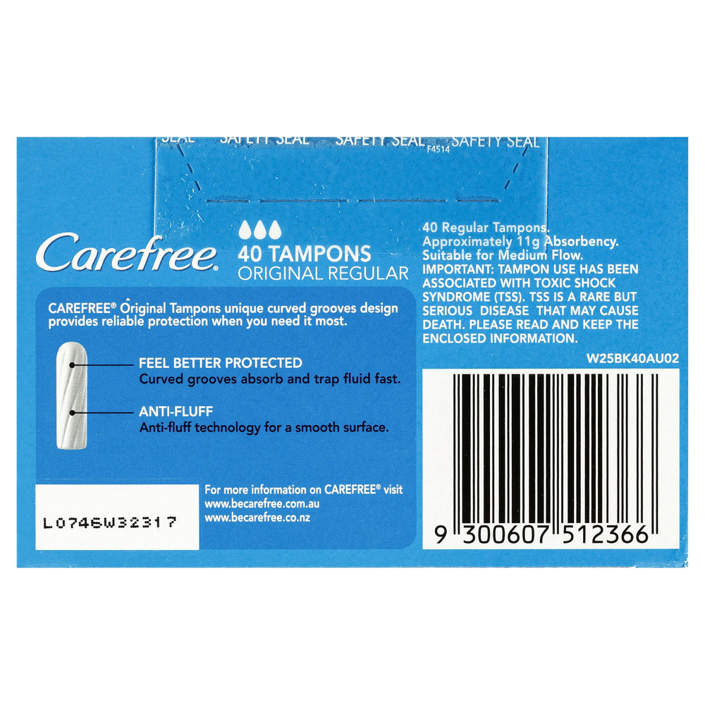 Carefree Original Tampons Regular 40 Pack