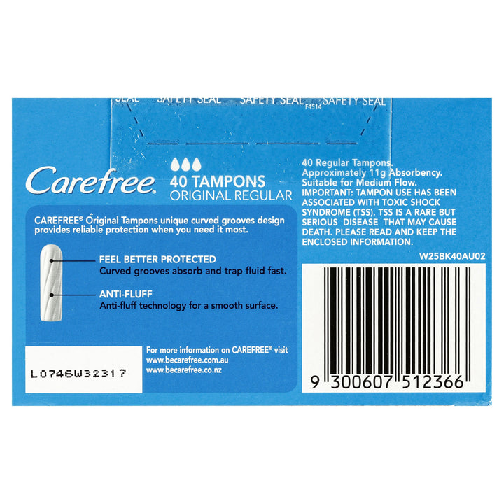 Carefree Original Tampons Regular 40 Pack