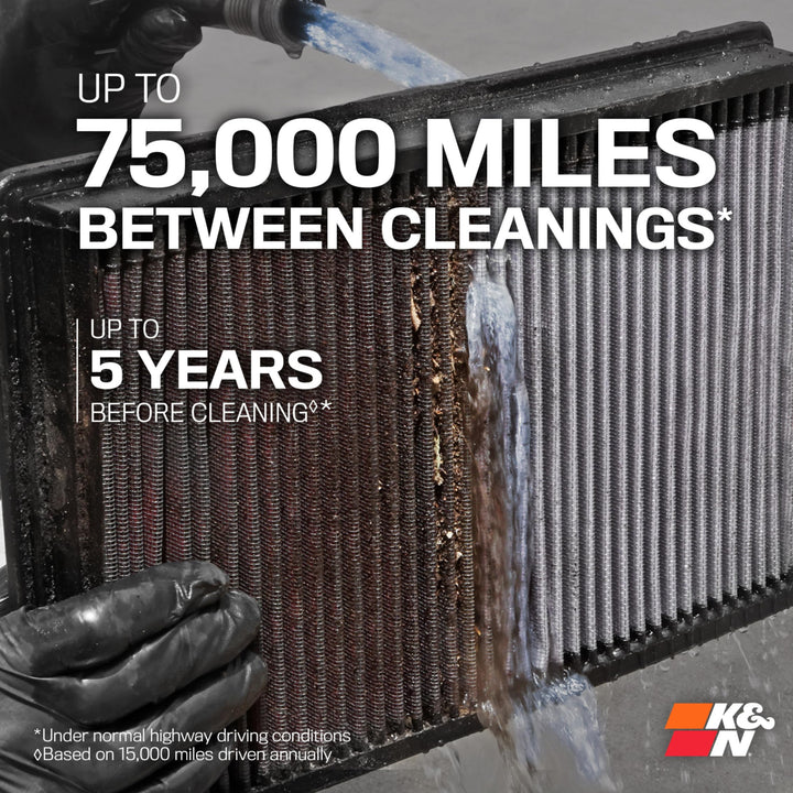 K&amp;N Engine Air Filter: Reusable, Clean Every 75
