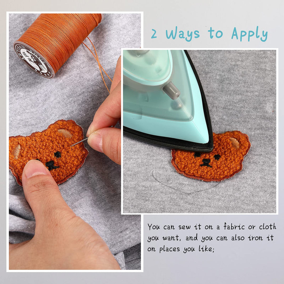 24 Pieces Bear Embroidery Patches Cartoon Bear Iron On 