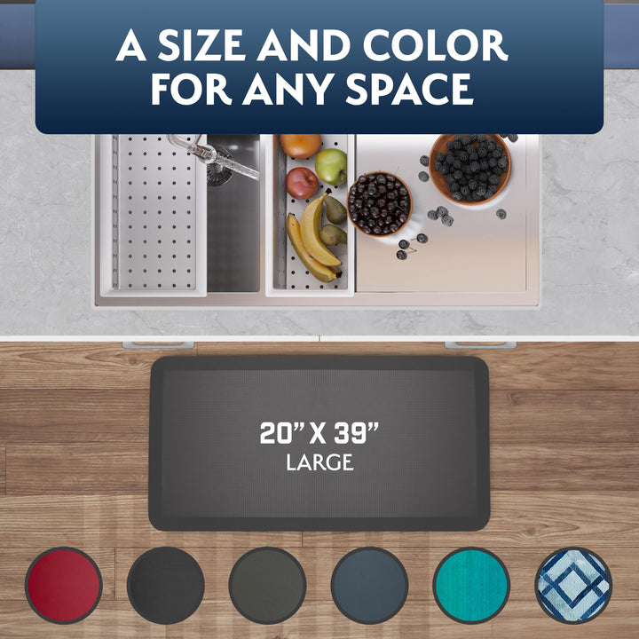 Anti Fatigue Floor Mat - 3/4 Thick Cushioned Kitchen Rug, Standing Desk Mat - Comfort at Home, Office, Garage - Non Slip, Durable and Stain Resistant (20 x 39, Black)