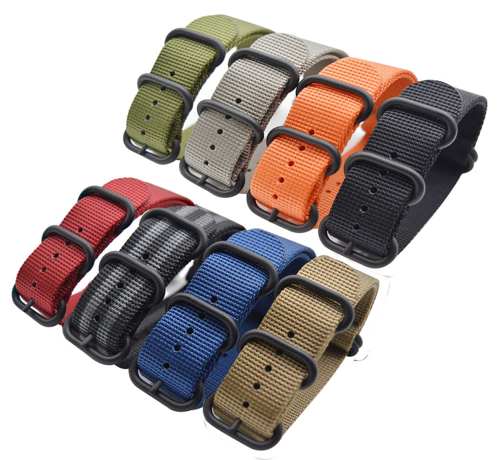 Watch Band with Ballistic Nylon Material Strap and High-End Black Buckle (Matte Finish Buckle) (23mm, Grey)