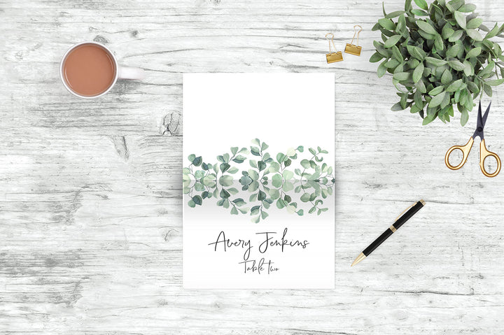 Eucalyptus Tent Cards - Food Labels for Buffet and Decorations - Perfect for Birthdays, Baby Showers, Parties - Pack of 50