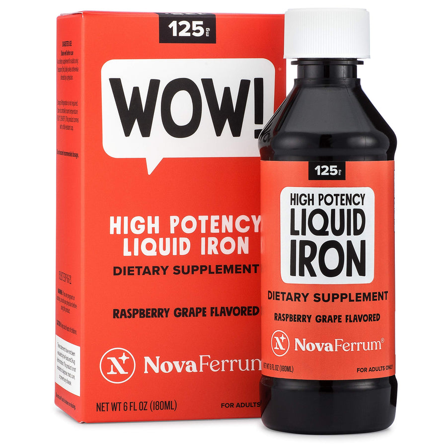 Wow | 125 High Potency Liquid Iron Supplement | Liquid Iron for Adults | Iron Deficiency | 125mg of Iron Per 5mL Dose | Vegan Verified | Gluten Free Certified | Sugar Free