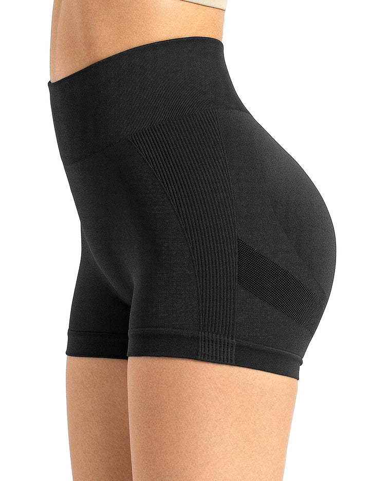 High Waist Workout Shorts for Women Seamless Scrunch Butt Lifting Short Gym Smile Contour Cycling Biker Shorts A-Black