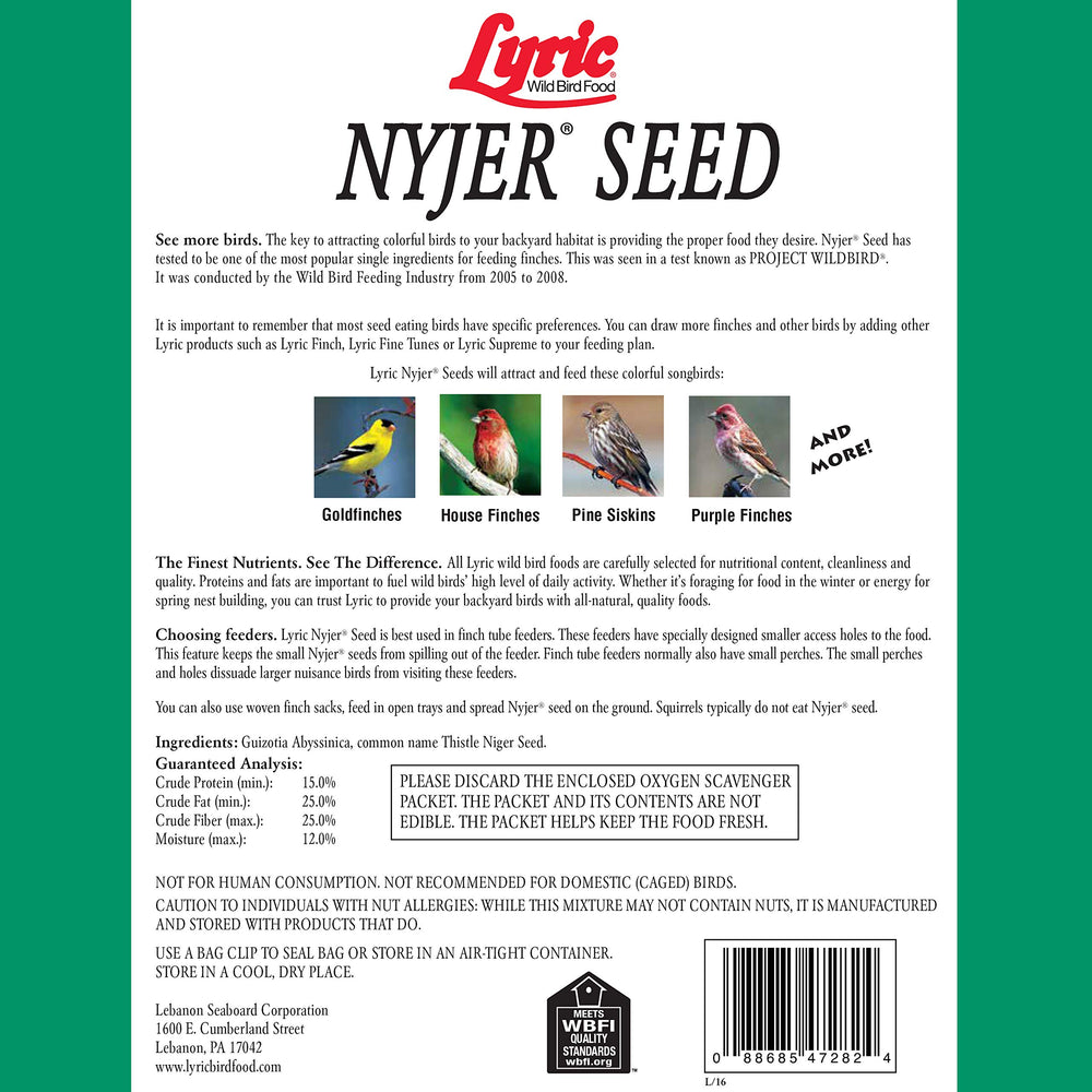 Nyjer Seed Wild Bird Seed Finch Food - Attracts Goldfinches, House Finches & Purple Finches -10 lb Bag