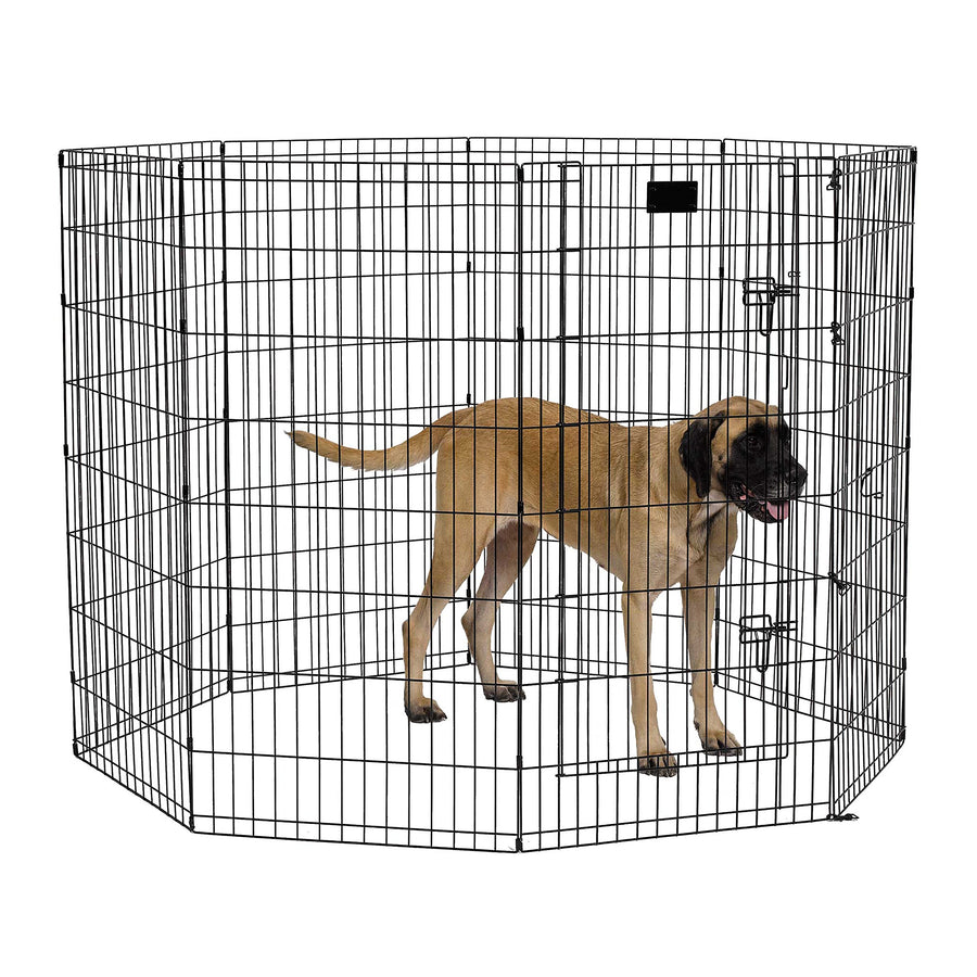 Dog Exercise Pen & Playpen, 24 W x 48 H, with Door, Black