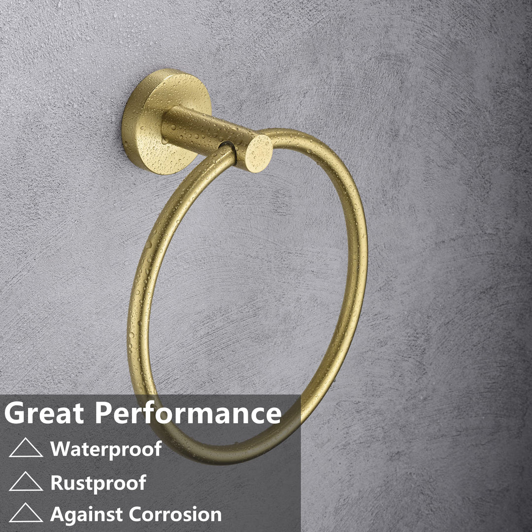 Gold Toilet Paper Holder, Towel Ring Set 2 Pieces Hand 
