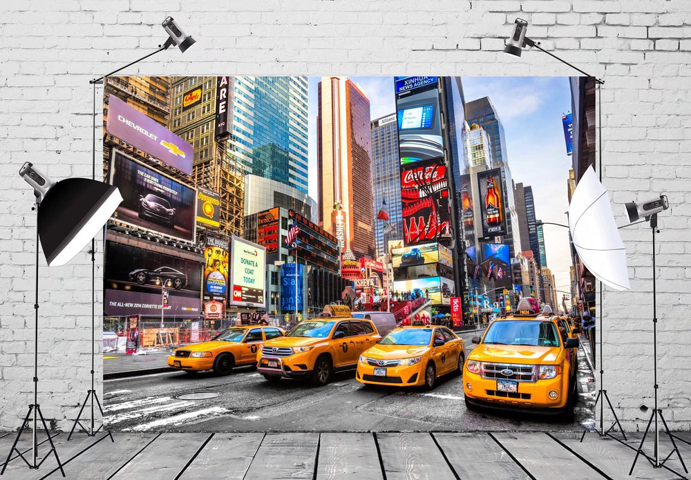 CORFOTO Fabric 7x5ft New York City Time Square Backdrop