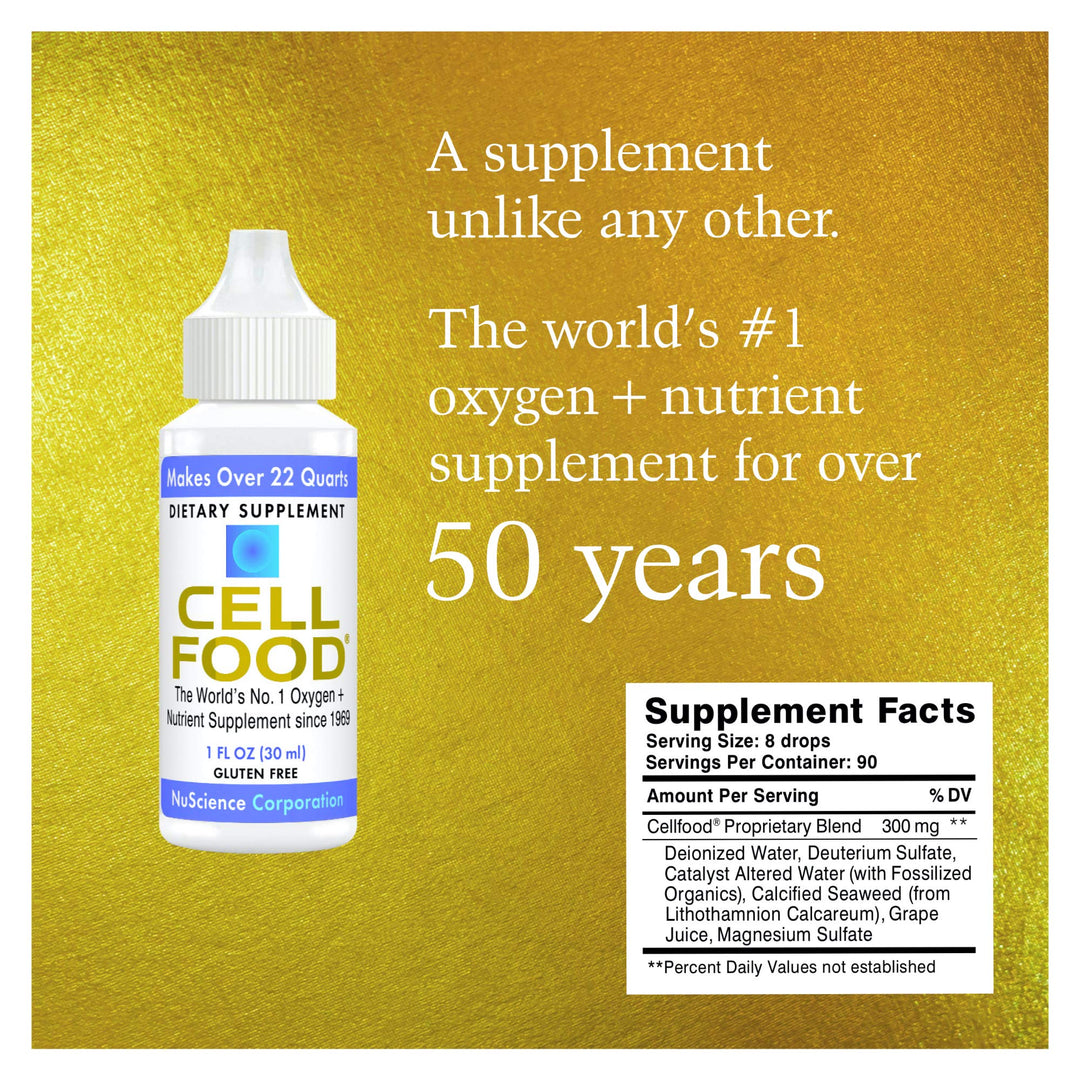 Liquid Concentrate, 1 fl oz - Oxygen + Nutrient Supplement - Supports Immune System, Energy, Endurance, Hydration &amp; Overall Health - Gluten Free, Non-GMO, Cert. Kosher - Makes Over 22 Quarts